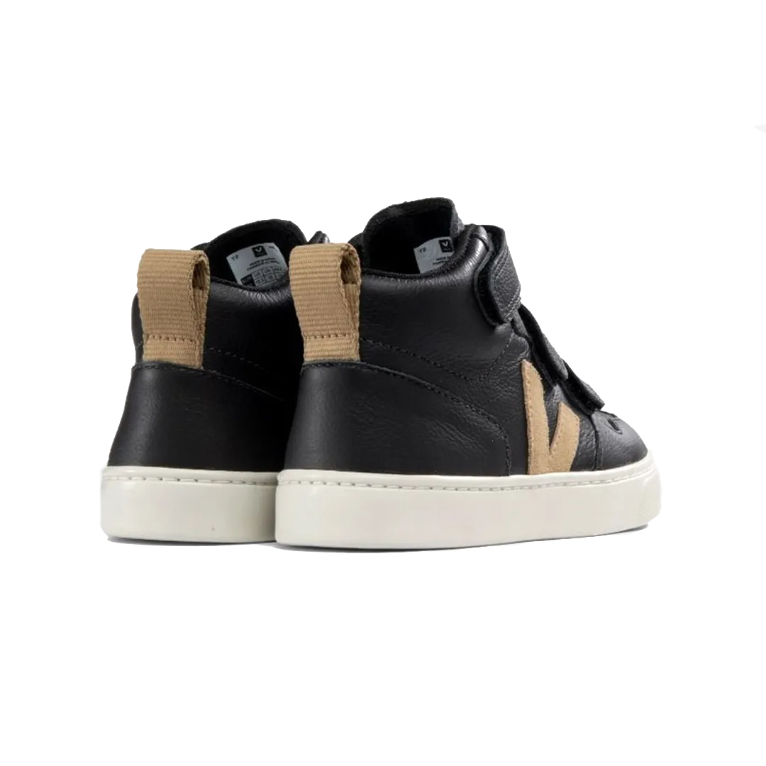 Veja V-10 Mid Winter Velcro Leather Shoes - Black Dune