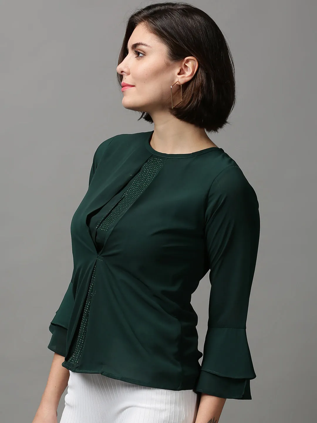 Women Green Georgette Top
