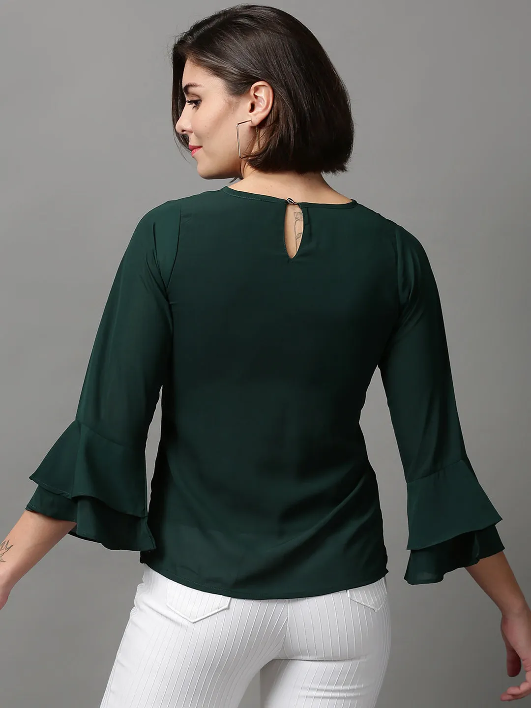 Women Green Georgette Top