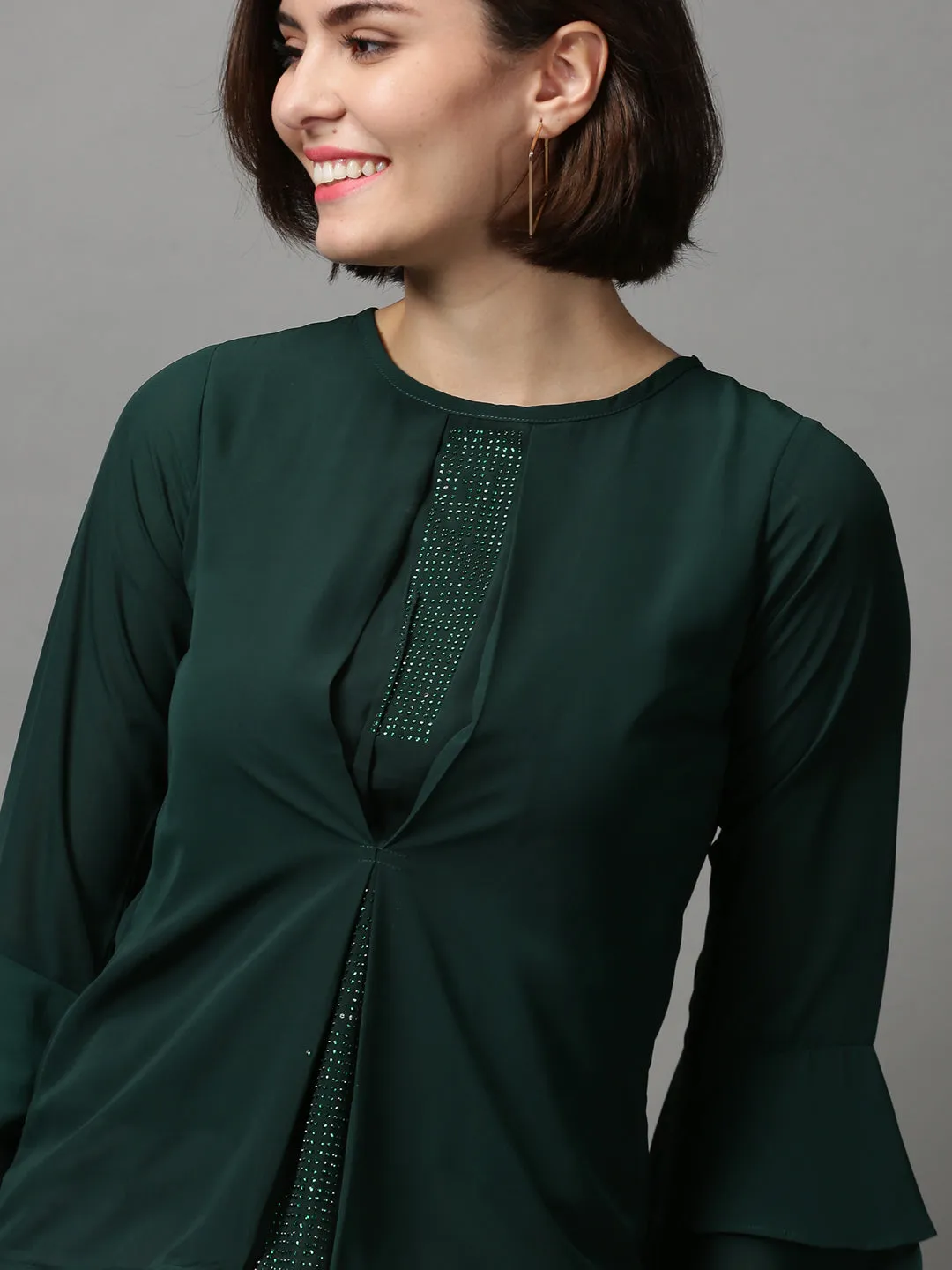 Women Green Georgette Top