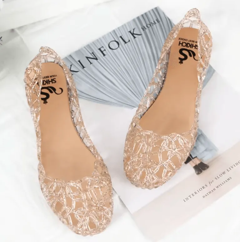 Women’s Summer Crystal Sandals - Flat-Soled Roman Jelly Beach Shoes