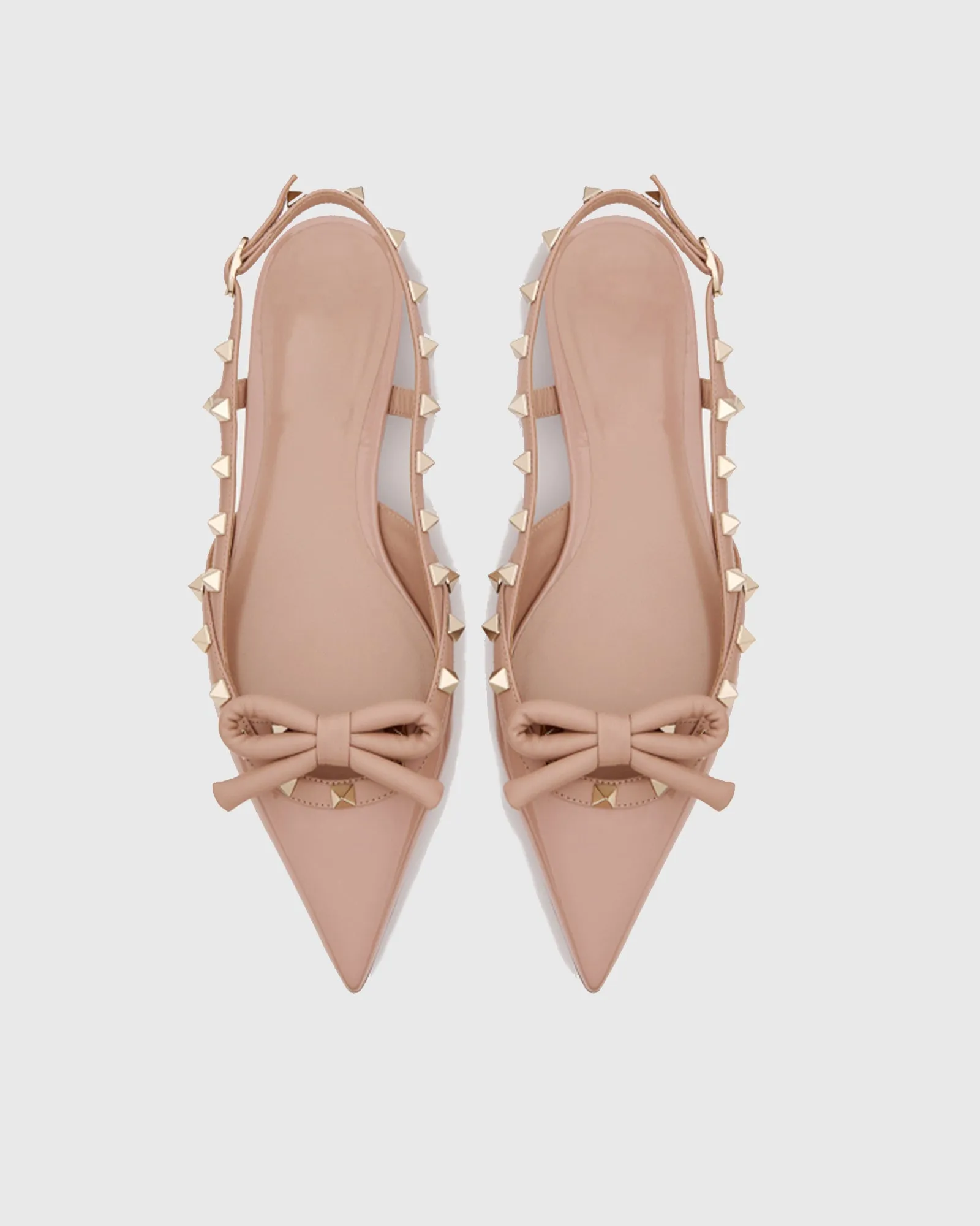 Zappa Bow Rivet Slingback Flats In Pink